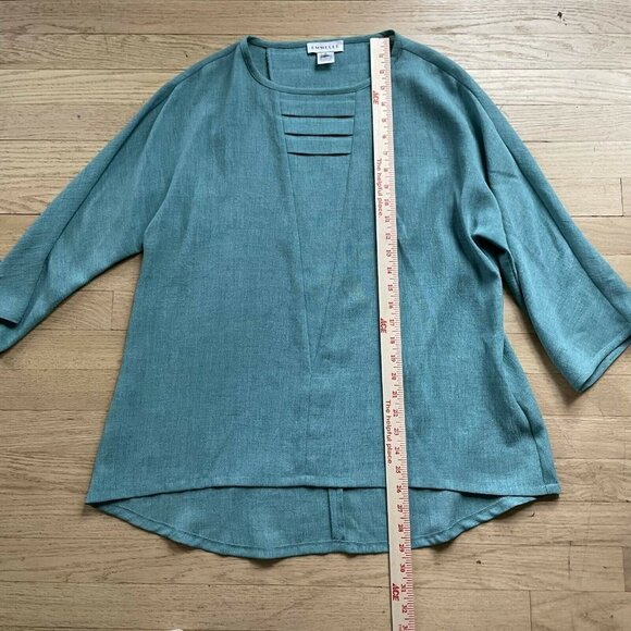Emmelle Women's Blouse Top Round Neck Short Sleeve Pullover Solid Green Size 0 - Picture 4 of 6